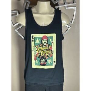 Cheech & Chong Tank Top Mens L Black Weed Playing Card Sleeveless